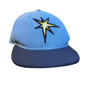 New Era Tampa Bay Rays 59Fifty Fitted Hat Blue Yellow and White‎ Size 6 1/2